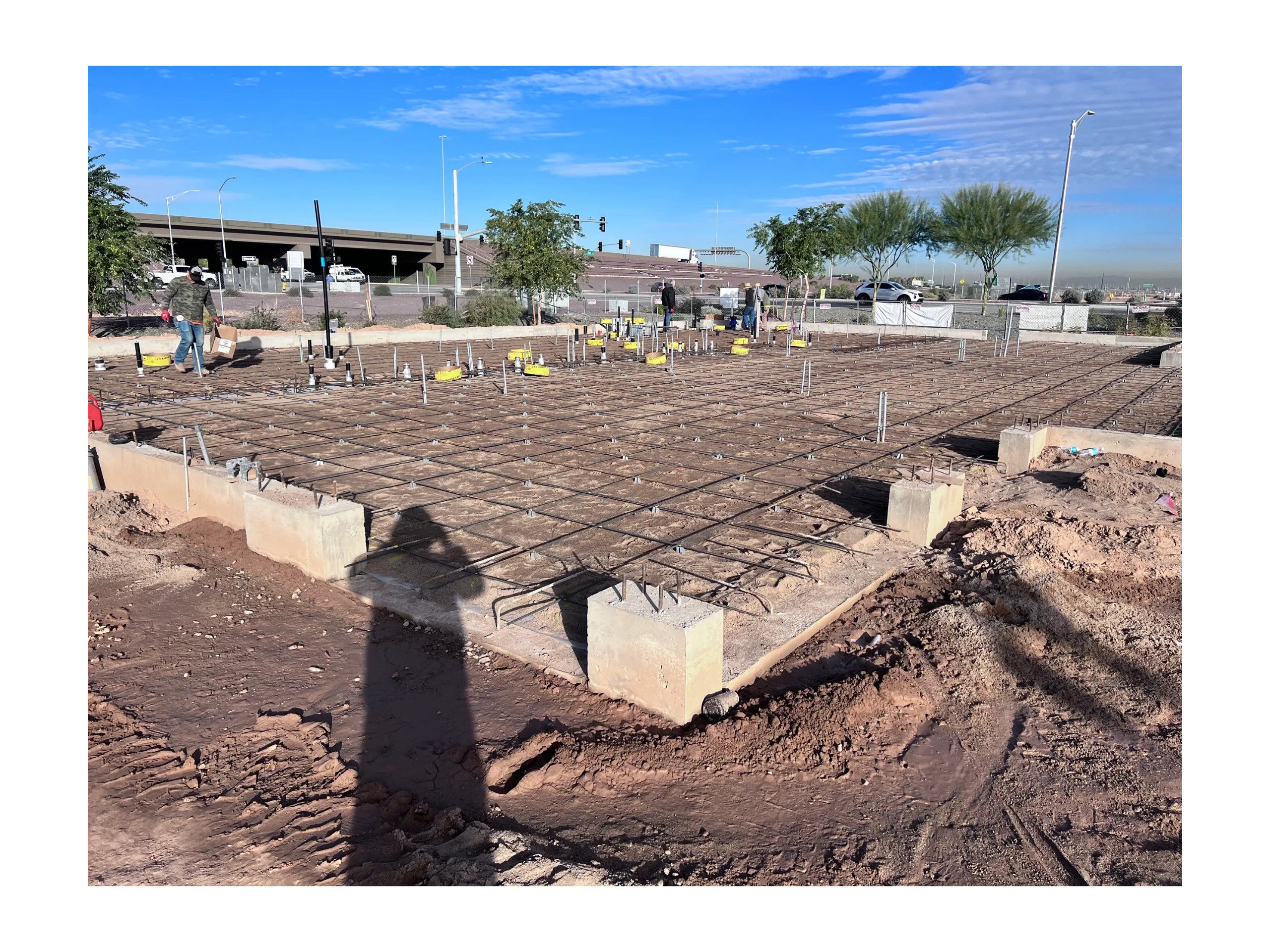 Concrete foundation with rebar