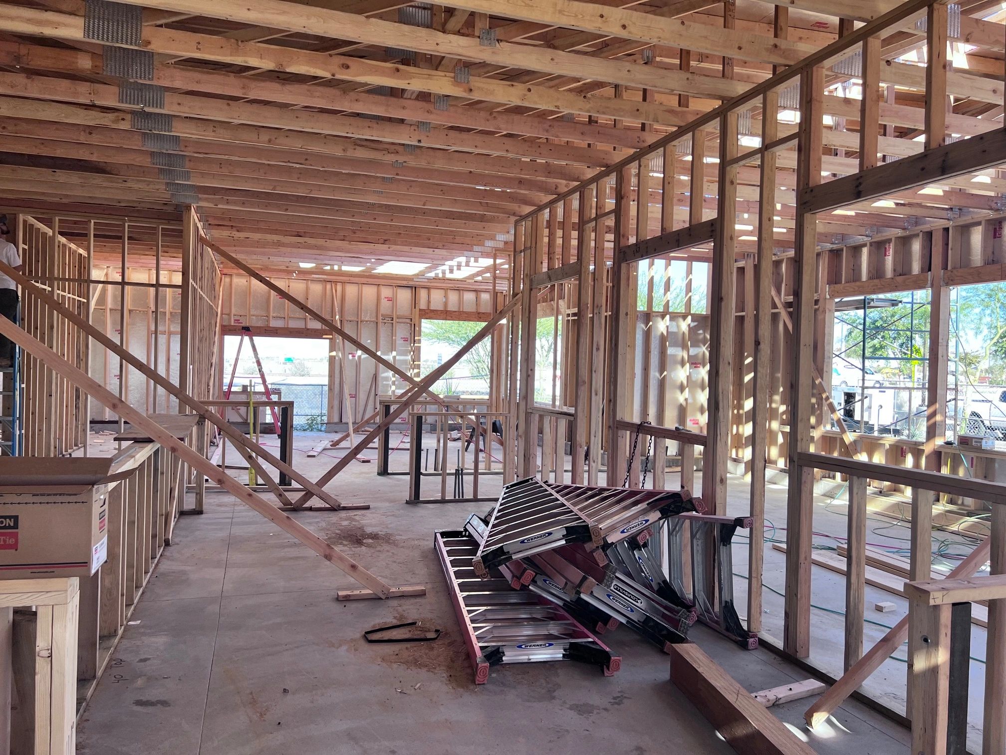 Commercial interior framing in progress